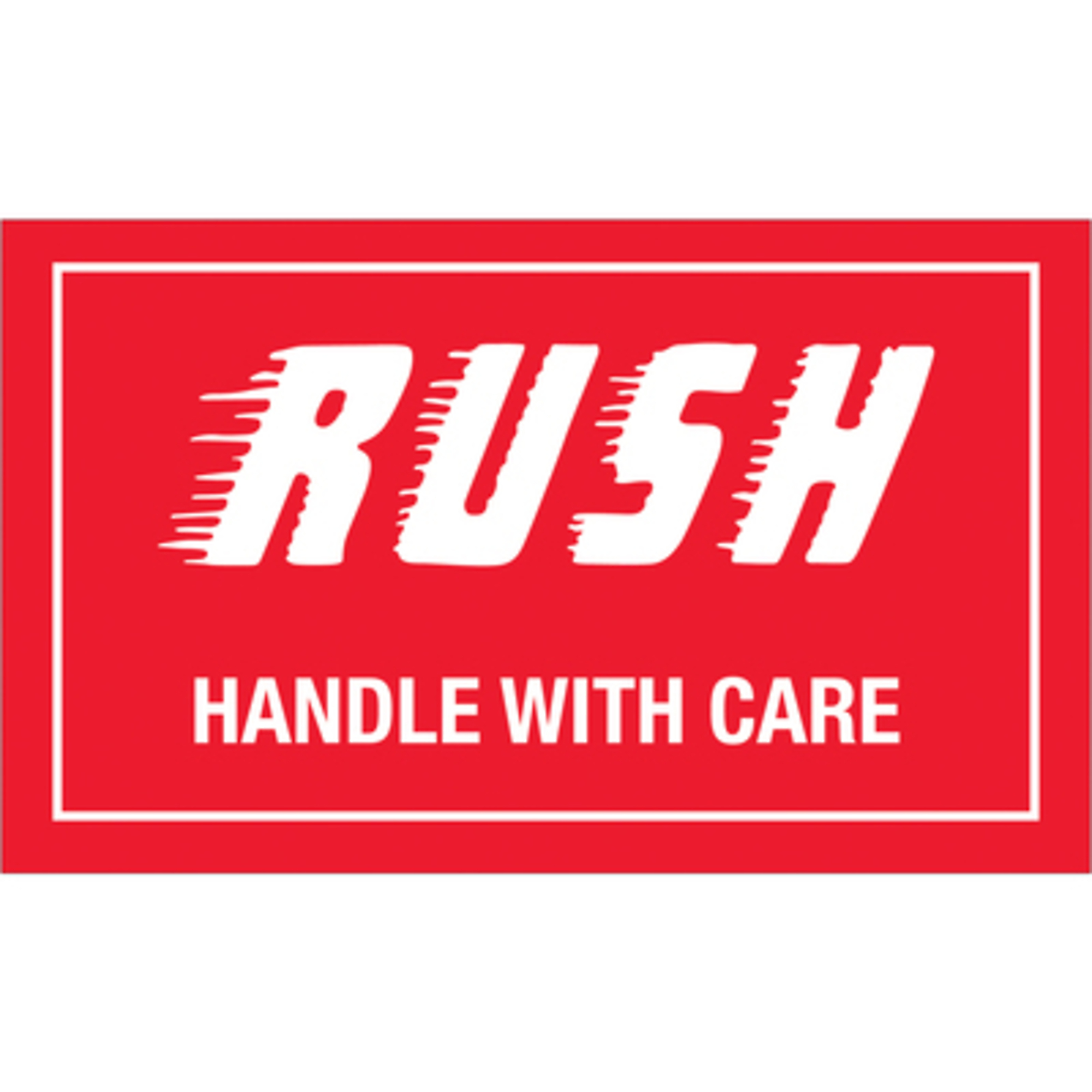 Stock Packaging "Rush - Handle With Care" Labels — 3in. x 5in., 500 Pcs, Model# DL1200